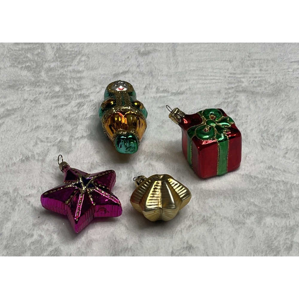 Vintage Czech Republic Eskimo Star‎ Present  Hand Blown Glass Ornament Lot of 4 - Picture 9 of 9